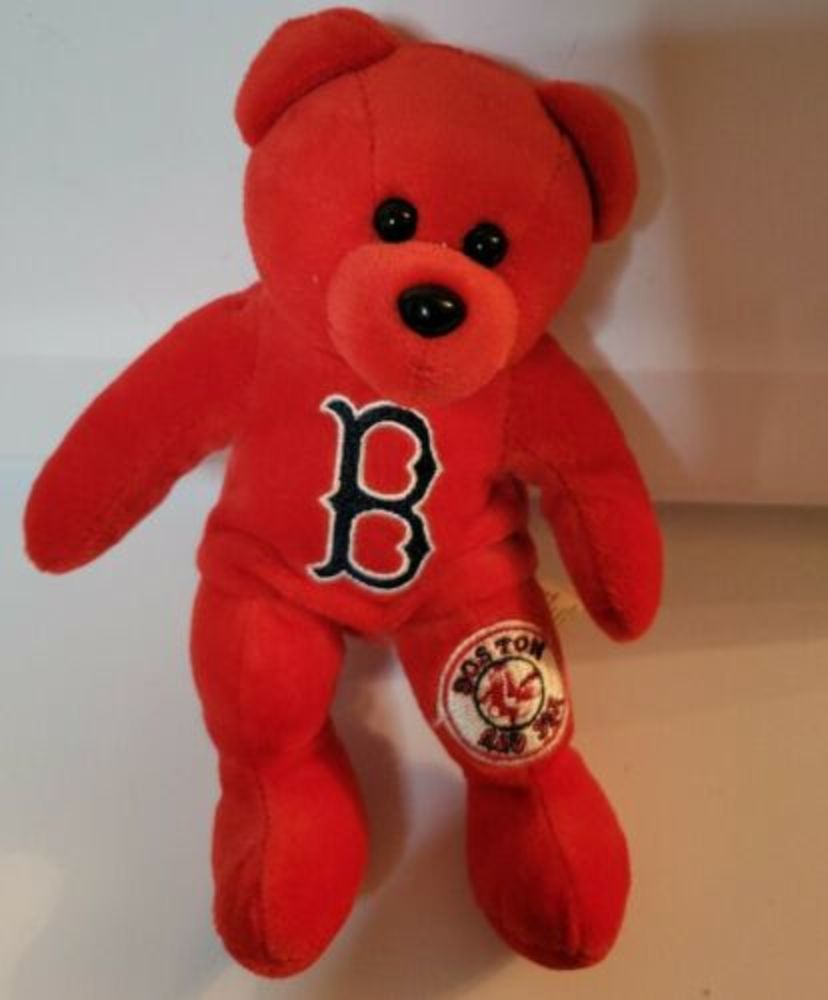 BOSTON RED SOX Team ML Beans 8" Red Teddy Bear B Logo MLB Beanie